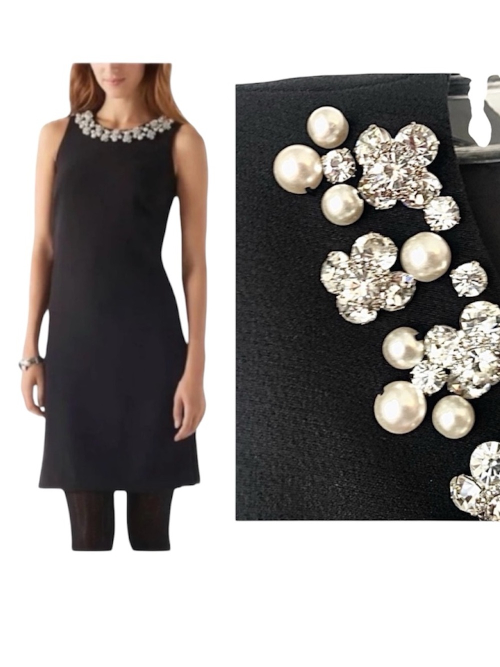 White House Black Market Sleeveless Dress Rhinestone Faux Pearl Size 4